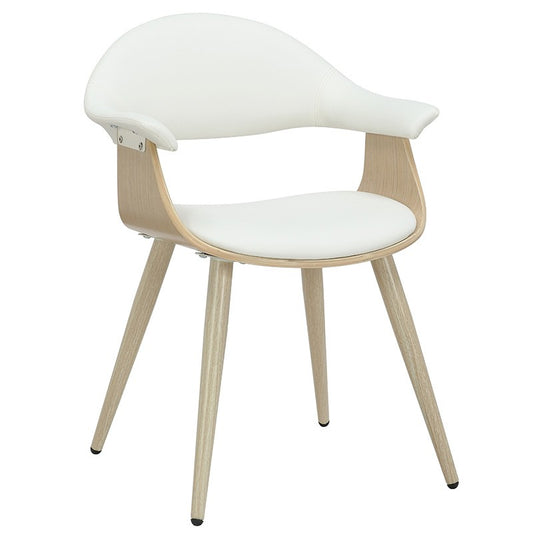 Fauteuil Austen PU blanc-pied naturel