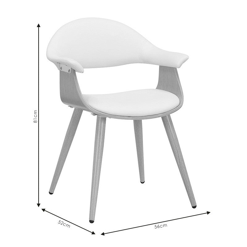 Fauteuil Austen PU blanc-pied naturel