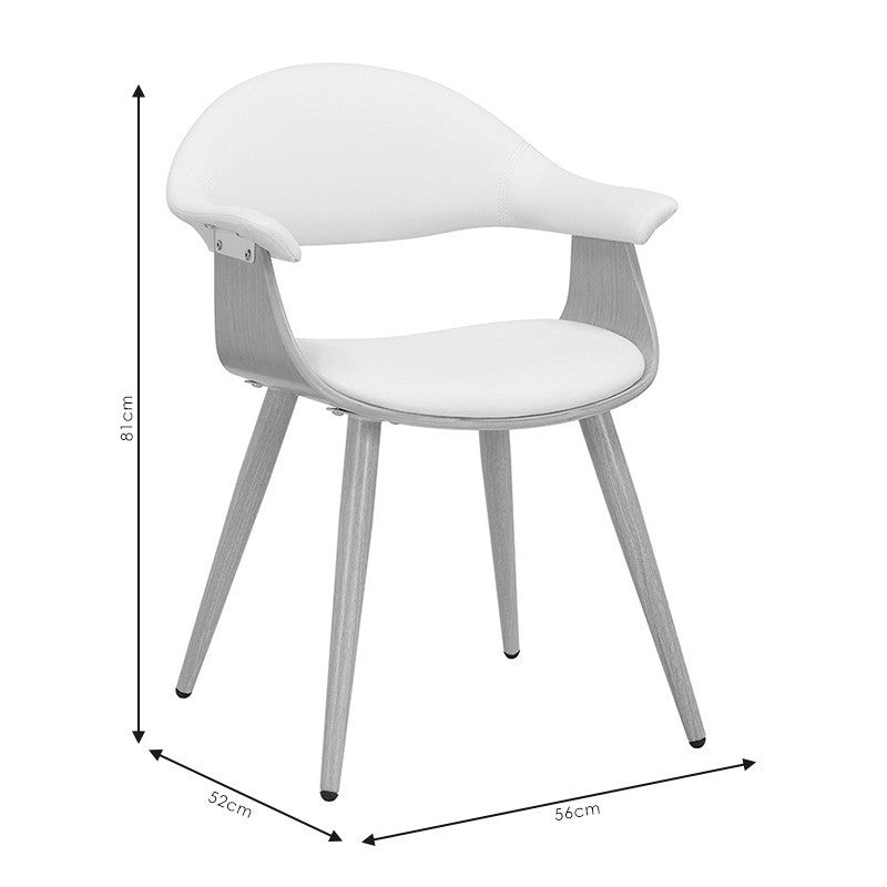 Fauteuil Austen PU blanc-pied naturel