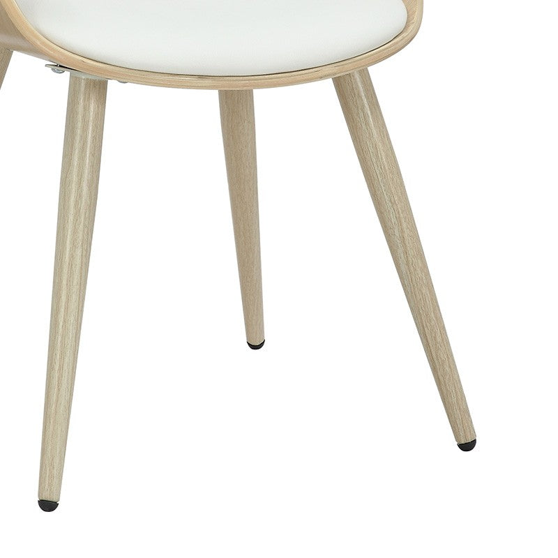 Fauteuil Austen PU blanc-pied naturel