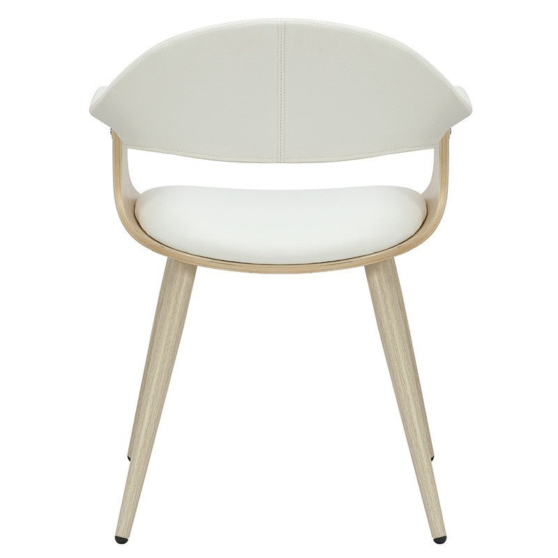 Fauteuil Austen PU blanc-pied naturel