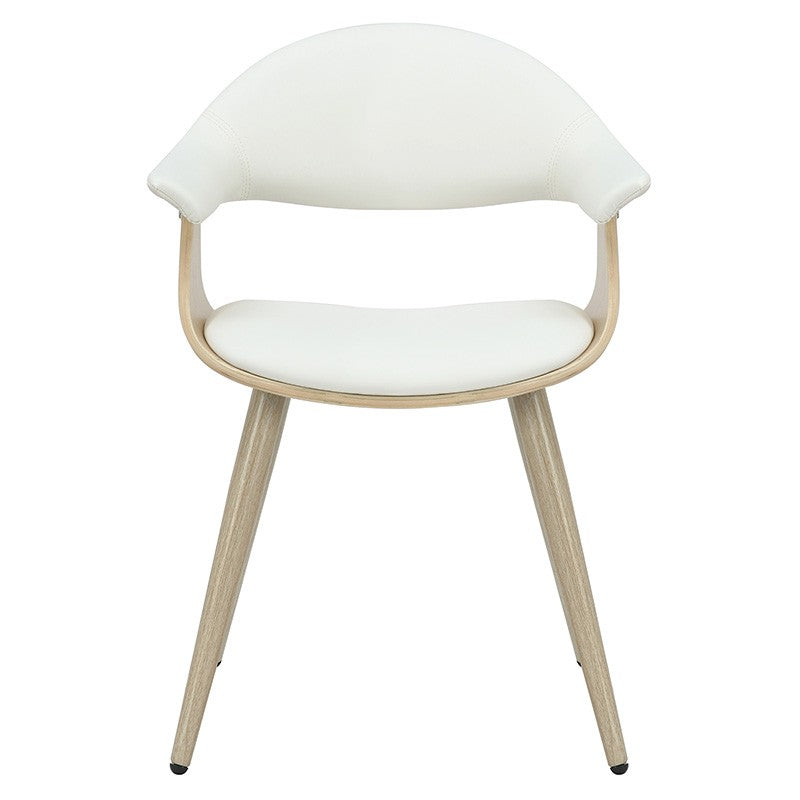 Fauteuil Austen PU blanc-pied naturel