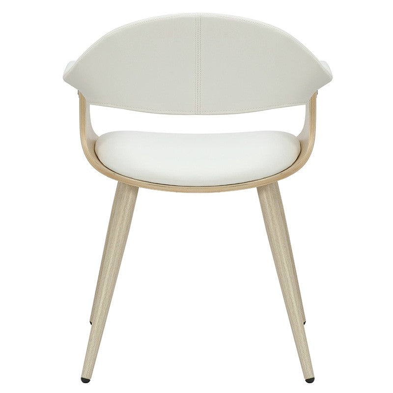 Fauteuil Austen PU blanc-pied naturel
