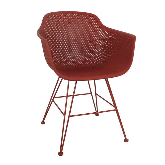 Fauteuil Beck PP-métal couleur bordeaux