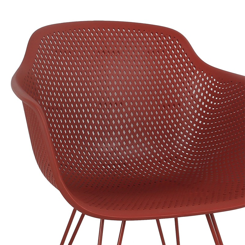 Fauteuil Beck PP-métal couleur bordeaux