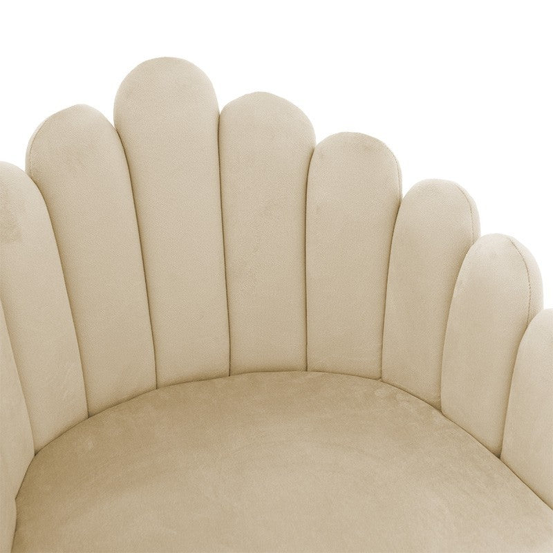 Fauteuil Briella pieds métal naturel-velours couleur écru