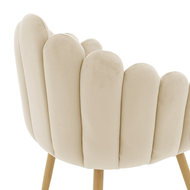 Fauteuil Briella pieds métal naturel-velours couleur écru