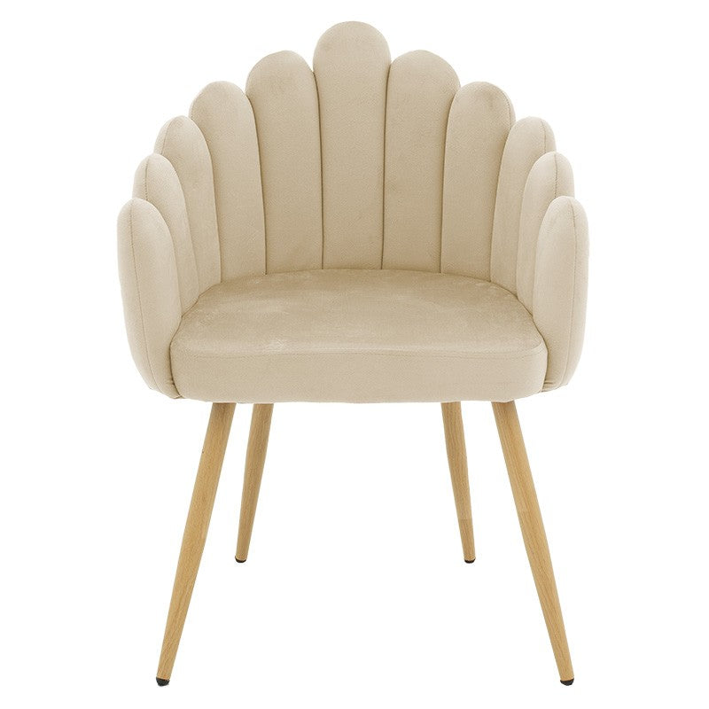 Fauteuil Briella pieds métal naturel-velours couleur écru