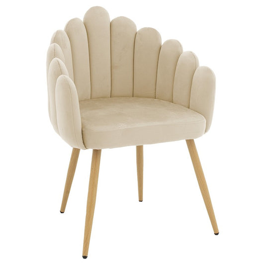 Fauteuil Briella pieds métal naturel-velours couleur écru