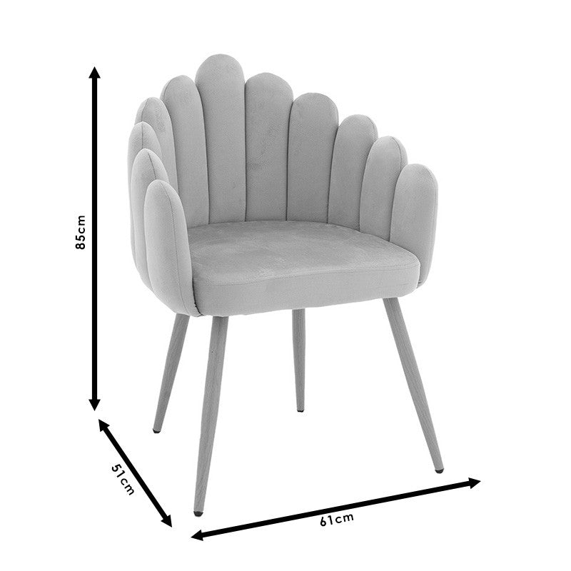 Fauteuil Briella pieds métal naturel-velours couleur écru