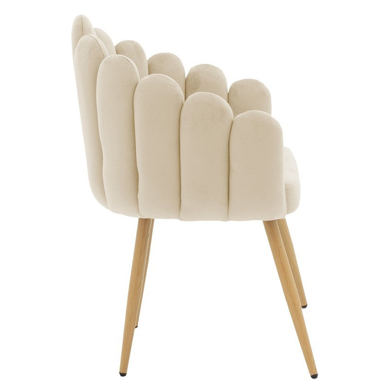 Fauteuil Briella pieds métal naturel-velours couleur écru
