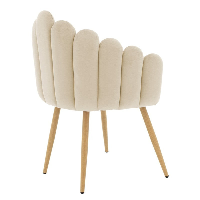 Fauteuil Briella pieds métal naturel-velours couleur écru