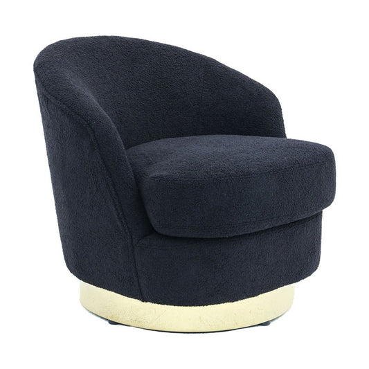 Fauteuil Caroline tissu teddy noir-doré 84x81x76cm