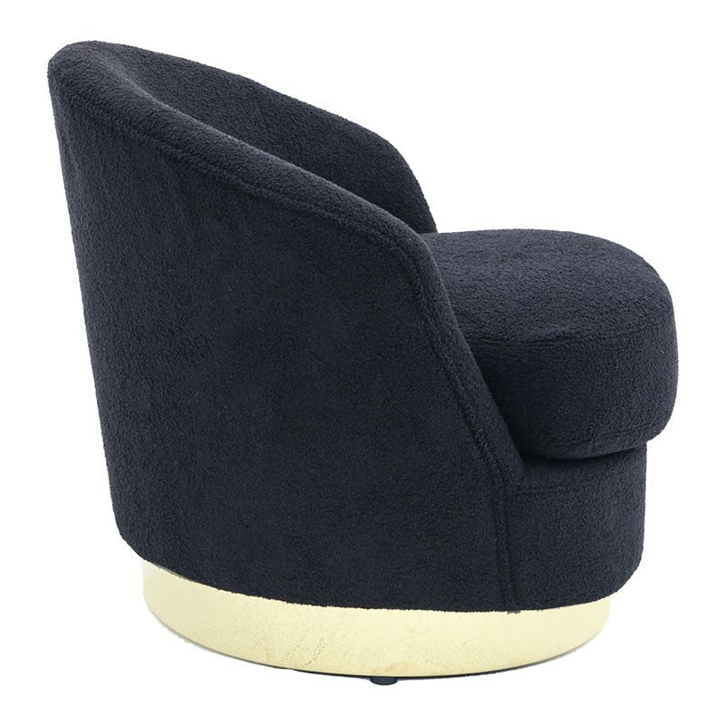 Fauteuil Caroline tissu teddy noir-doré 84x81x76cm