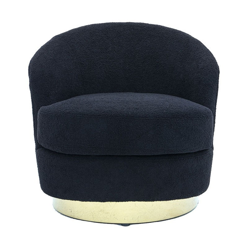 Fauteuil Caroline tissu teddy noir-doré 84x81x76cm