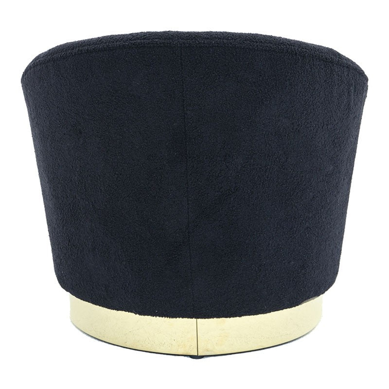 Fauteuil Caroline tissu teddy noir-doré 84x81x76cm