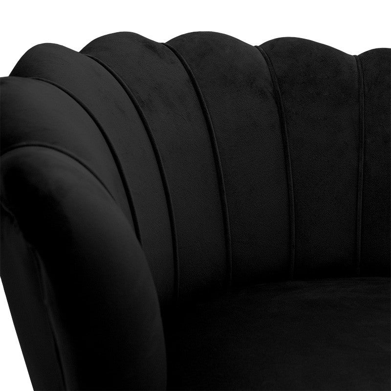 Fauteuil Daimon velours noir-doré 79x74x78cm