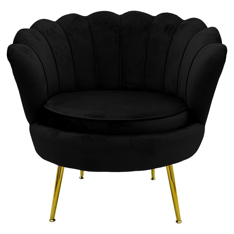 Fauteuil Daimon velours noir-doré 79x74x78cm