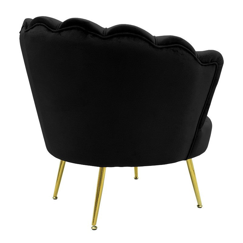 Fauteuil Daimon velours noir-doré 79x74x78cm