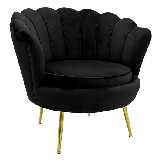 Fauteuil Daimon velours noir-doré 79x74x78cm