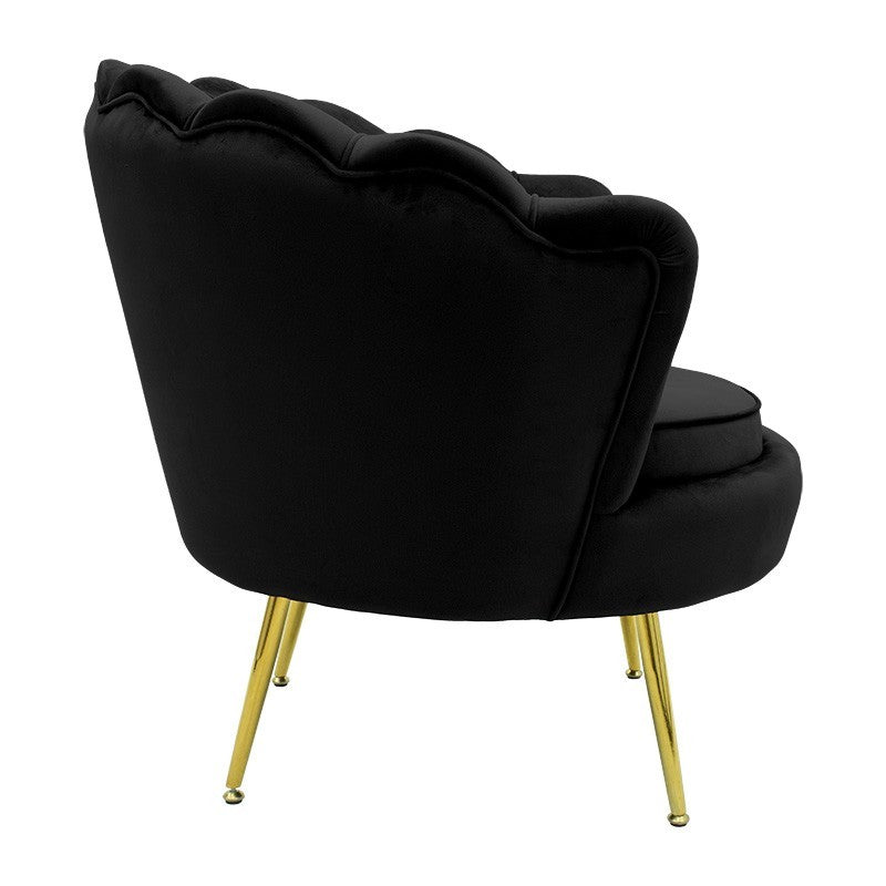 Fauteuil Daimon velours noir-doré 79x74x78cm