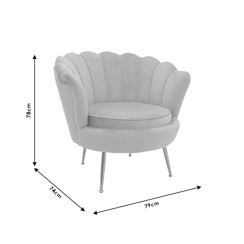 Fauteuil Daimon velours gris-doré 79x74x78cm