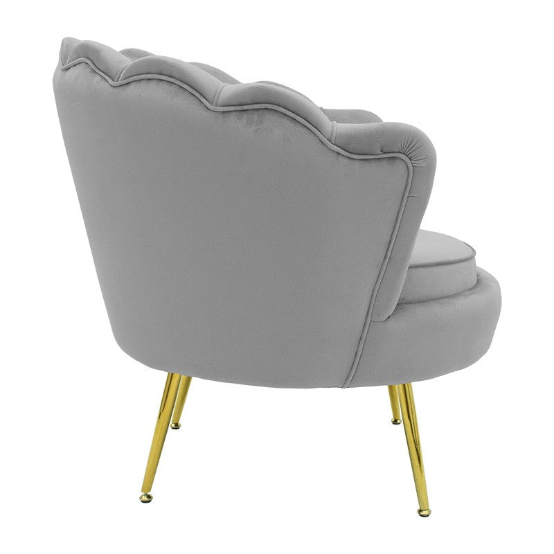 Fauteuil Daimon velours gris-doré 79x74x78cm