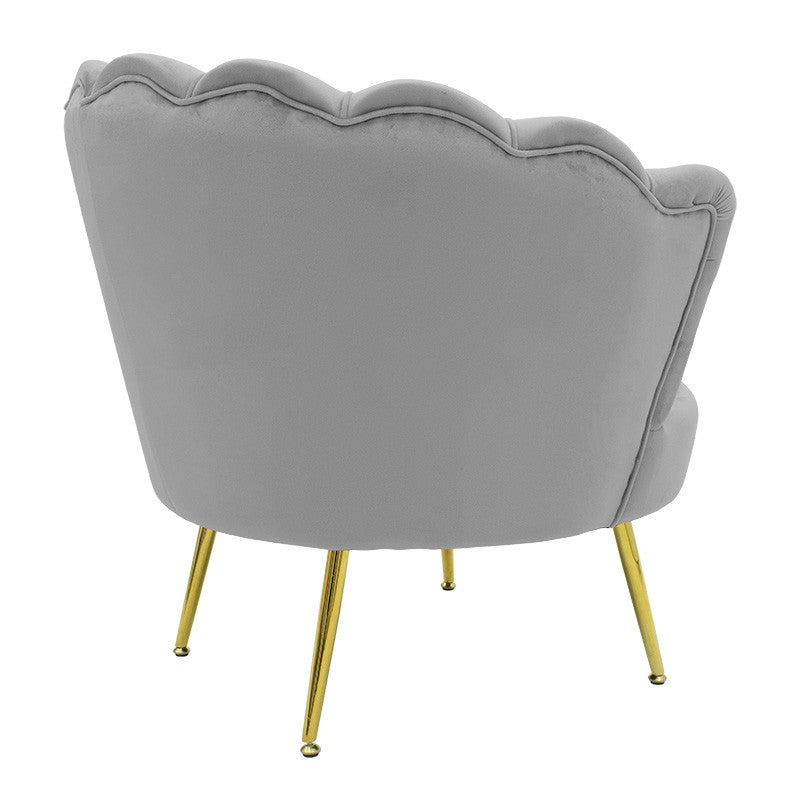 Fauteuil Daimon velours gris-doré 79x74x78cm