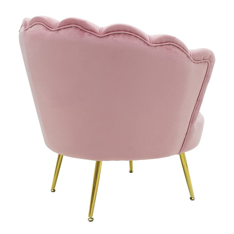 Fauteuil Daimon velours rose-doré 79x74x78cm