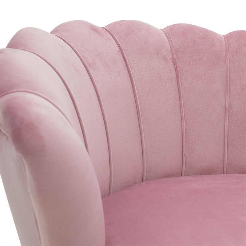 Fauteuil Daimon velours rose-doré 79x74x78cm