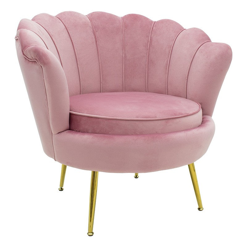 Fauteuil Daimon velours rose-doré 79x74x78cm