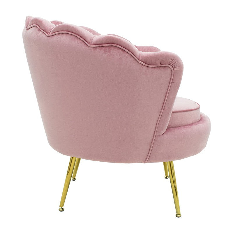 Fauteuil Daimon velours rose-doré 79x74x78cm