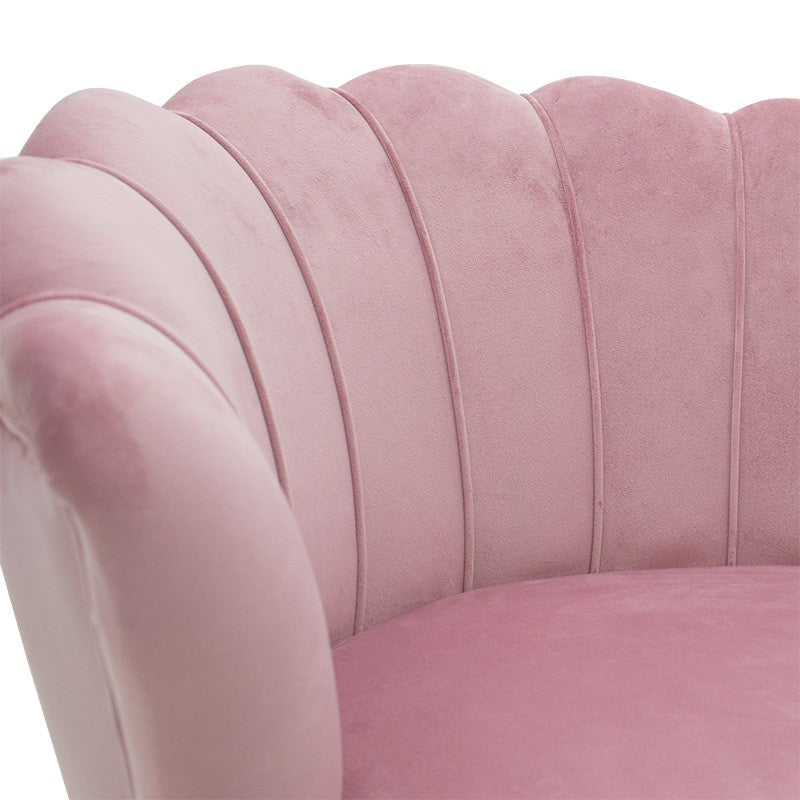 Fauteuil Daimon velours rose-doré 79x74x78cm