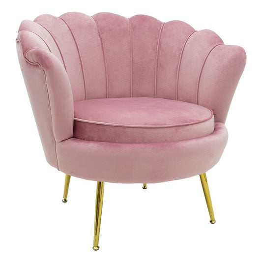 Fauteuil Daimon velours rose-doré 79x74x78cm