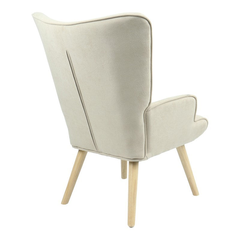 Fauteuil Fluffy tissu beige-pied naturel 75x69x96cm