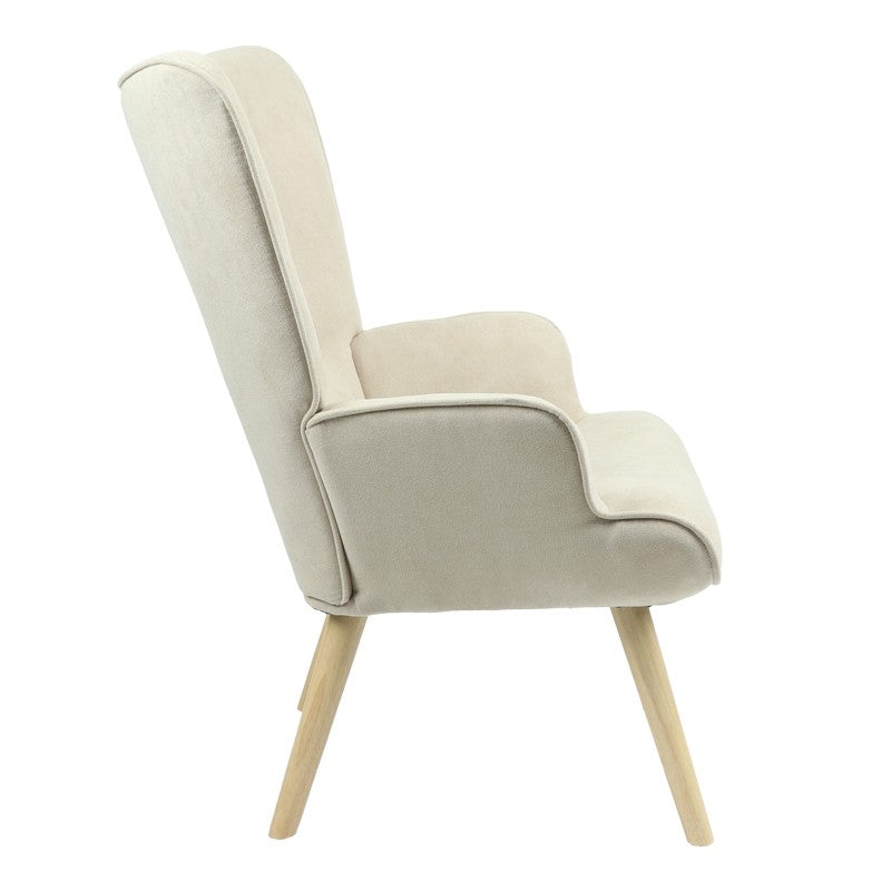 Fauteuil Fluffy tissu beige-pied naturel 75x69x96cm