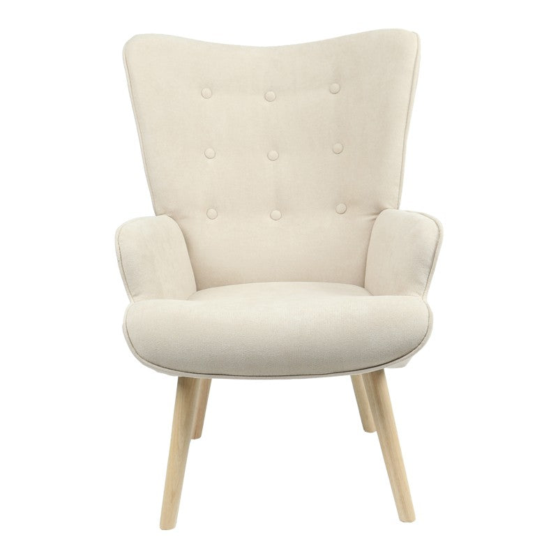 Fauteuil Fluffy tissu beige-pied naturel 75x69x96cm