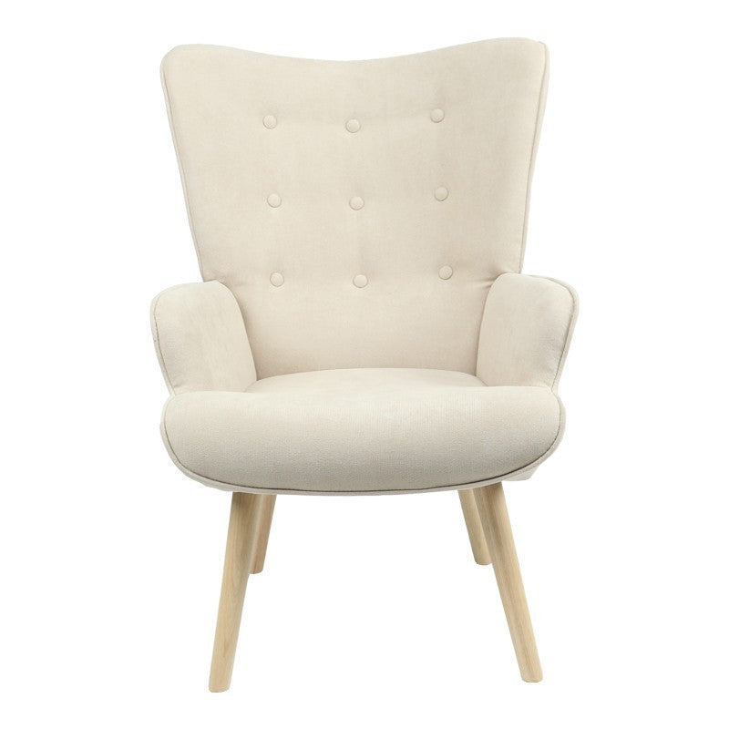 Fauteuil Fluffy tissu beige-pied naturel 75x69x96cm