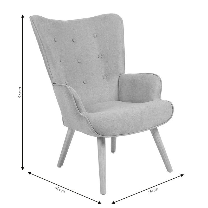Fauteuil Fluffy tissu vert vif-naturel 75x69x96cm