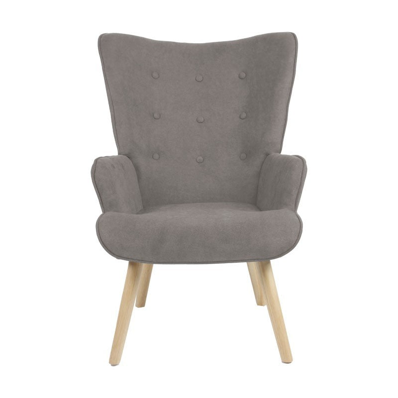 Fauteuil Fluffy tissu gris-pied en hévéa naturel 75x69x96cm