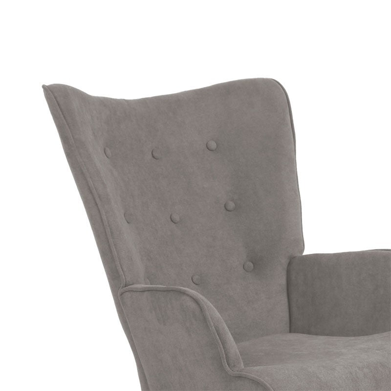 Fauteuil Fluffy tissu gris-pied en hévéa naturel 75x69x96cm