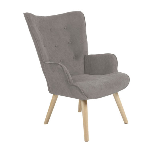 Fauteuil Fluffy tissu gris-pied en hévéa naturel 75x69x96cm