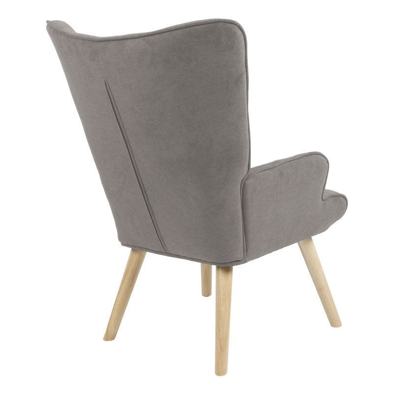 Fauteuil Fluffy tissu gris-pied en hévéa naturel 75x69x96cm