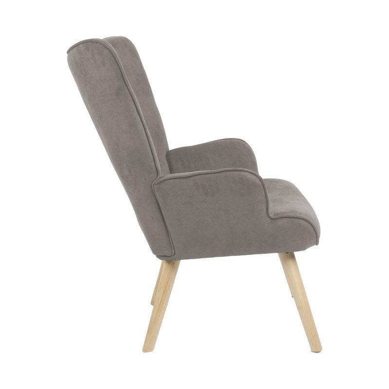 Fauteuil Fluffy tissu gris-pied en hévéa naturel 75x69x96cm