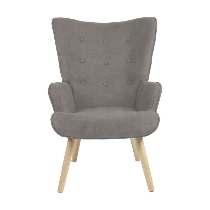 Fauteuil Fluffy tissu gris-pied en hévéa naturel 75x69x96cm
