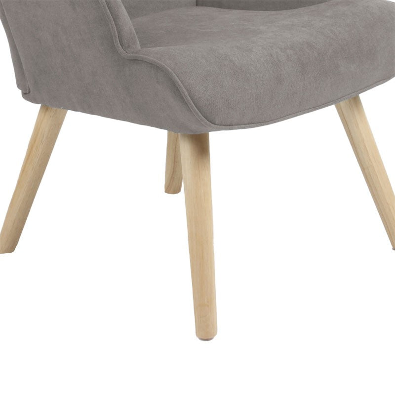 Fauteuil Fluffy tissu gris-pied en hévéa naturel 75x69x96cm