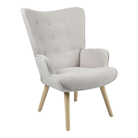 Fauteuil Fluffy tissu gris clair-pied naturel 75x69x96cm