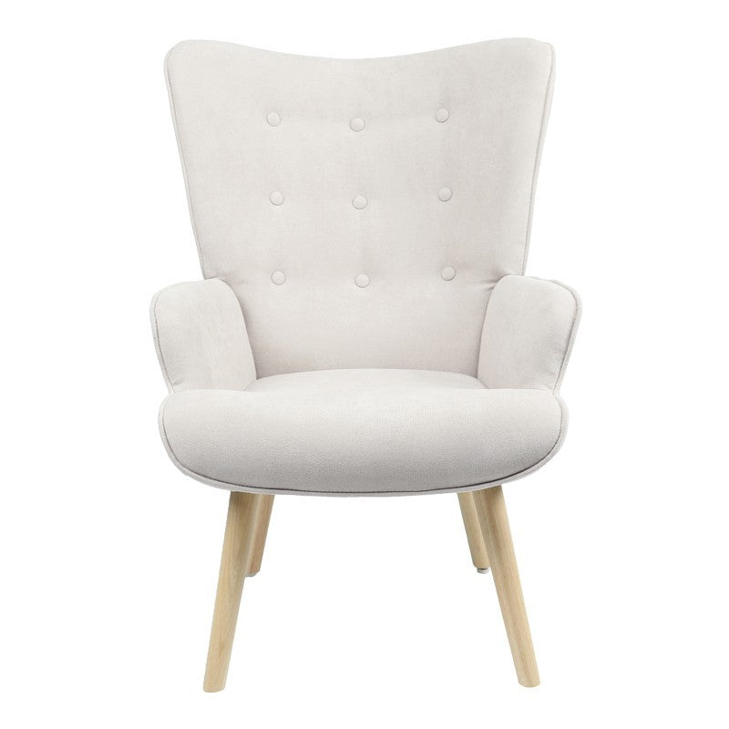 Fauteuil Fluffy tissu gris clair-pied naturel 75x69x96cm