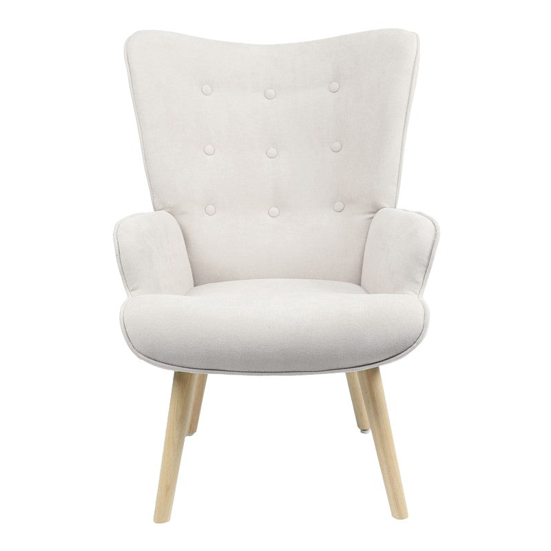 Fauteuil Fluffy tissu gris clair-pied naturel 75x69x96cm