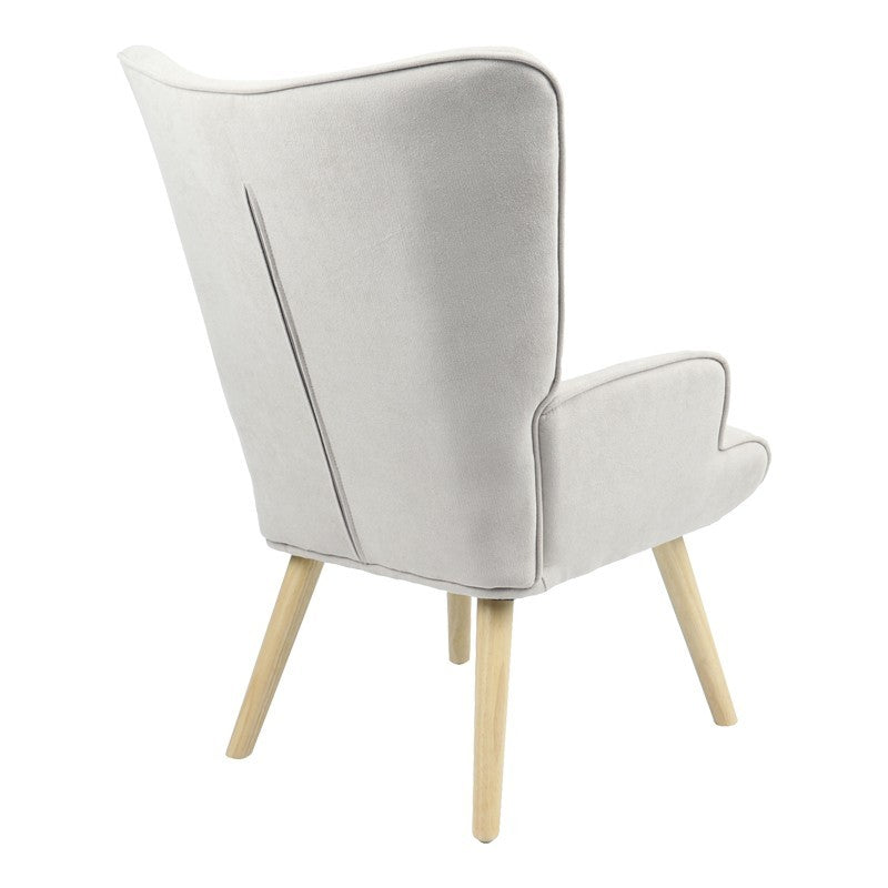 Fauteuil Fluffy tissu gris clair-pied naturel 75x69x96cm